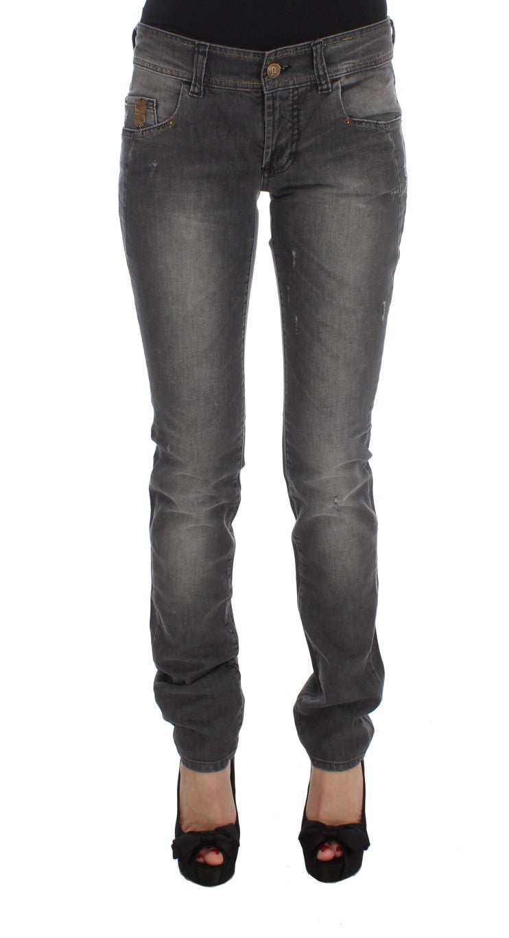 John Galliano Graue Waschung Baumwollmischung Slim Fit Stretch Jeans