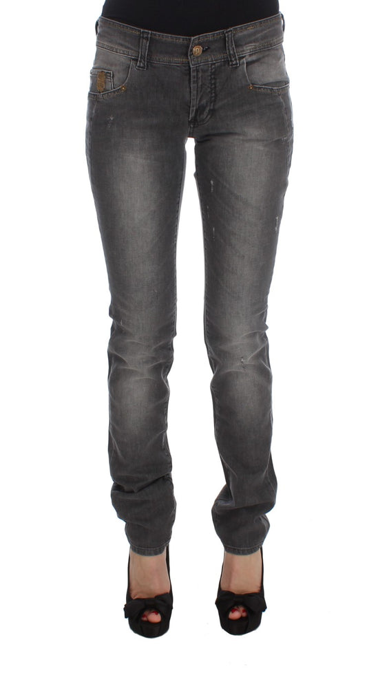 John Galliano Graue Waschung Baumwollmischung Slim Fit Stretch Jeans