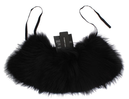 Dolce & Gabbana Schwarzer Fuchspelz-Kragenschal