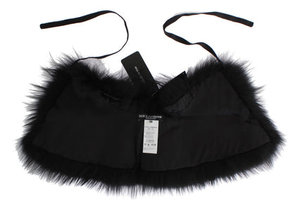 Dolce & Gabbana Schwarzer Fuchspelz-Kragenschal