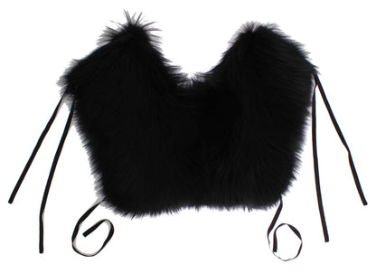Dolce & Gabbana Schwarzer Fuchs Pelz Schulter Wrap Cover Kragen Schal