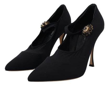 Dolce & Gabbana Schwarze Socken Stretch Crystal Pumps Schuhe