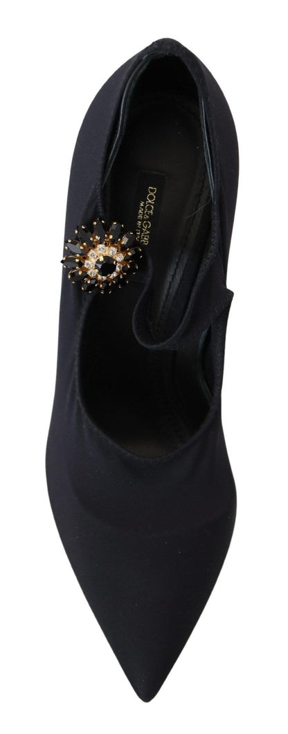 Dolce & Gabbana Schwarze Socken Stretch Crystal Pumps Schuhe
