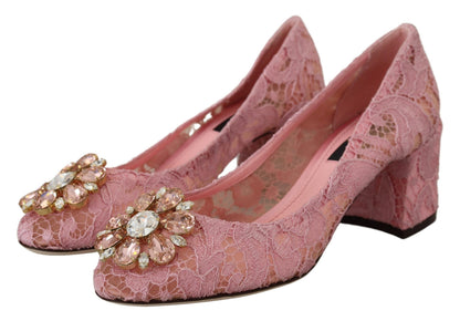 Dolce & Gabbana Rosa Taormina Spitze Kristall décolleté Pastell Schuhe
