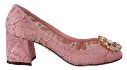 Dolce & Gabbana Rosa Taormina Spitze Kristall décolleté Pastell Schuhe