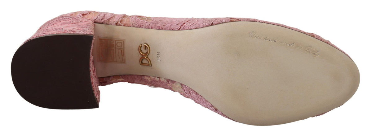 Dolce & Gabbana Rosa Taormina Spitze Kristall décolleté Pastell Schuhe