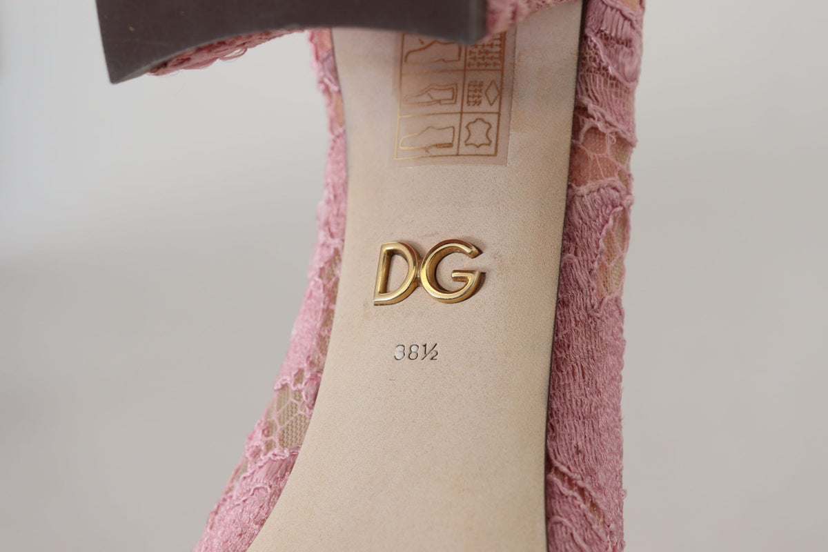 Dolce & Gabbana Rosa Taormina Spitze Kristall décolleté Pastell Schuhe