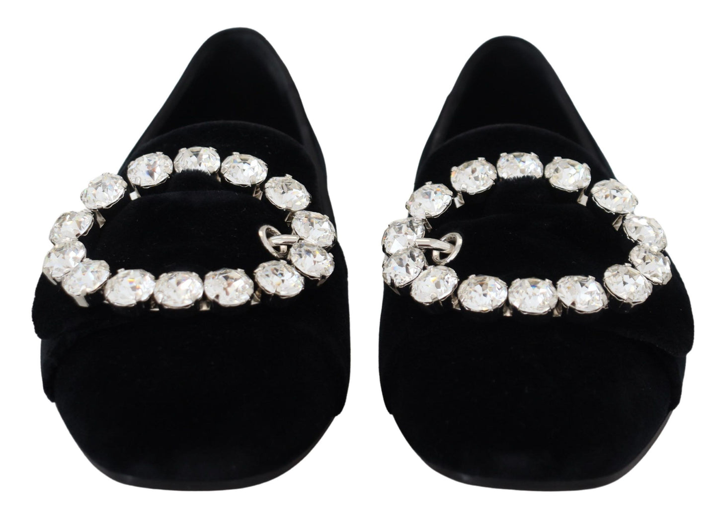 Dolce & Gabbana Schwarz Samt Kristalle Loafers Flats Schuhe