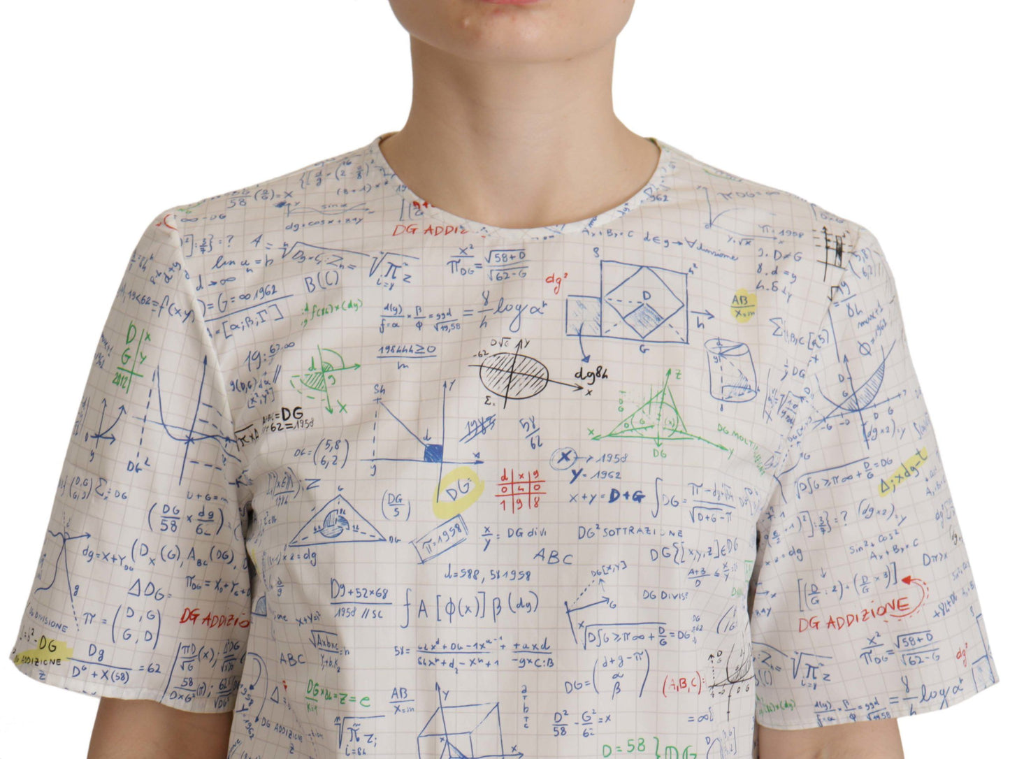 Dolce & Gabbana Weißes Baumwoll-Algebra-Top mit kurzen Ärmeln