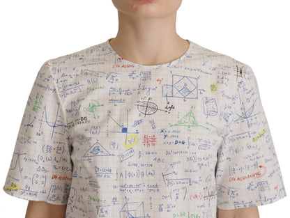 Dolce & Gabbana Weißes Baumwoll-Algebra-Top mit kurzen Ärmeln