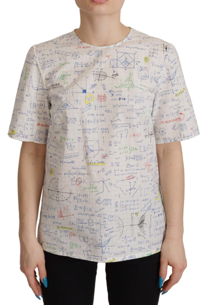 Dolce & Gabbana Weißes Baumwoll-Algebra-Top mit kurzen Ärmeln