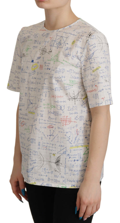 Dolce & Gabbana Weißes Baumwoll-Algebra-Top mit kurzen Ärmeln