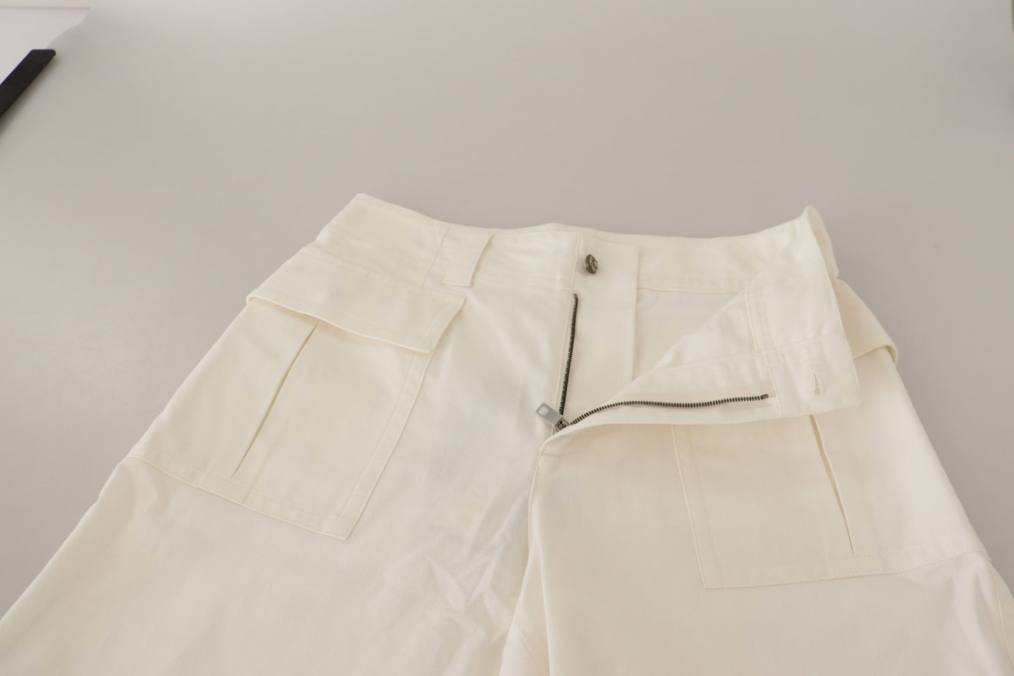 Dolce & Gabbana Weiße konisch zulaufende Damen Baumwollhosen mit hoher Taille