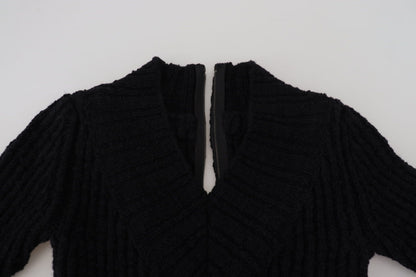 Dolce & Gabbana Schwarzes Strickpulloverkleid aus Wolle