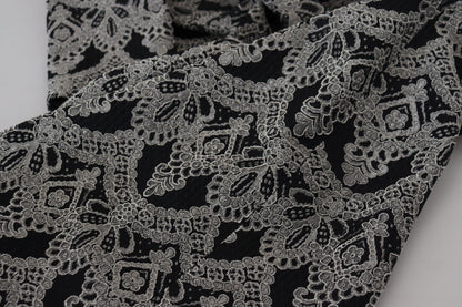 Dolce & Gabbana Schwarz-graues Jacquard-Bodycon-Kleid