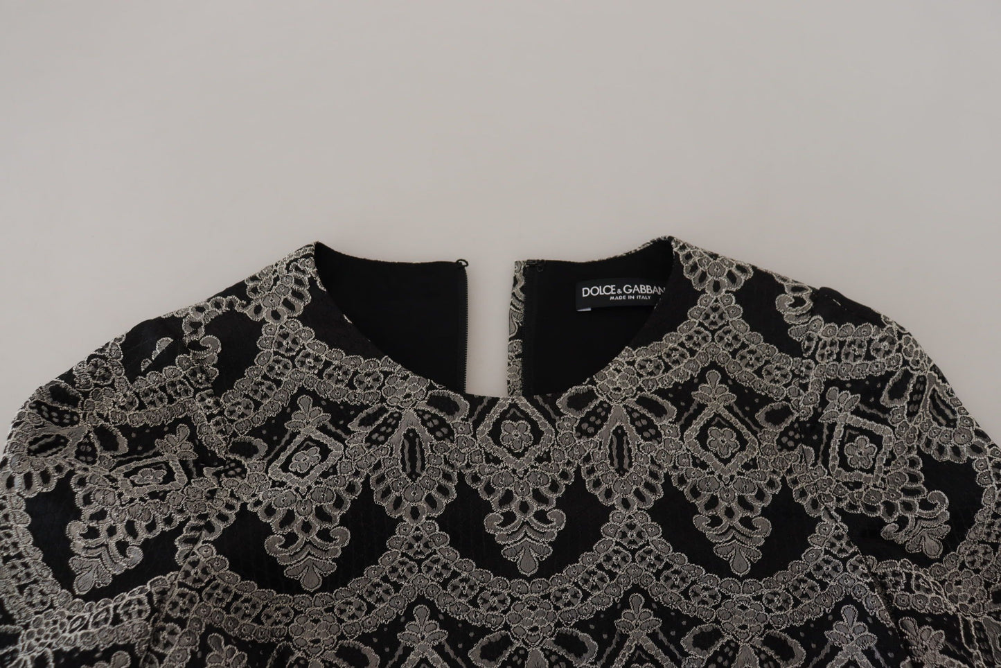 Dolce & Gabbana Schwarz-graues Jacquard-Bodycon-Kleid