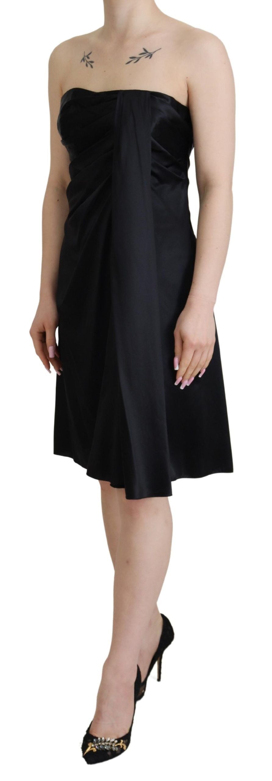 Dolce & Gabbana Schwarzes Seiden Shift Kurzes Mini Party Kleid
