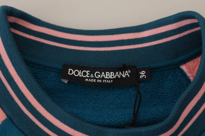 Dolce & Gabbana Blau Rosa Königin Pailletten Kristall Pullover