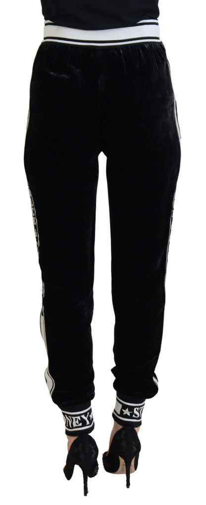 Dolce & Gabbana Schwarze DG Logo-Samt-Hose