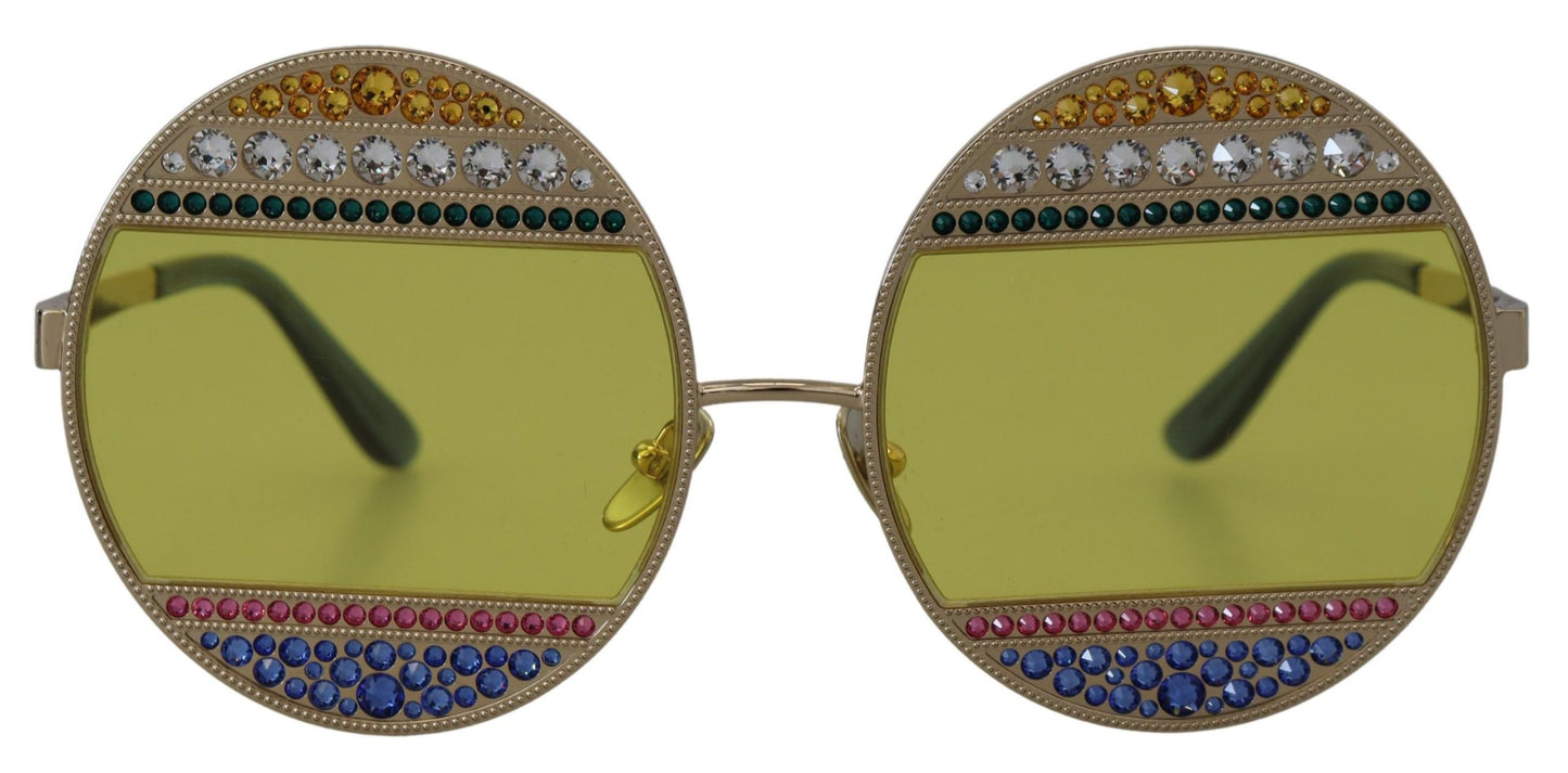 Dolce & Gabbana Gold Oval Metall Kristalle Shades DG2209B Sonnenbrille