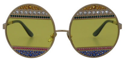 Dolce & Gabbana Gold Oval Metall Kristalle Shades DG2209B Sonnenbrille