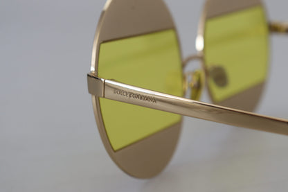 Dolce & Gabbana Gold Oval Metall Kristalle Shades DG2209B Sonnenbrille