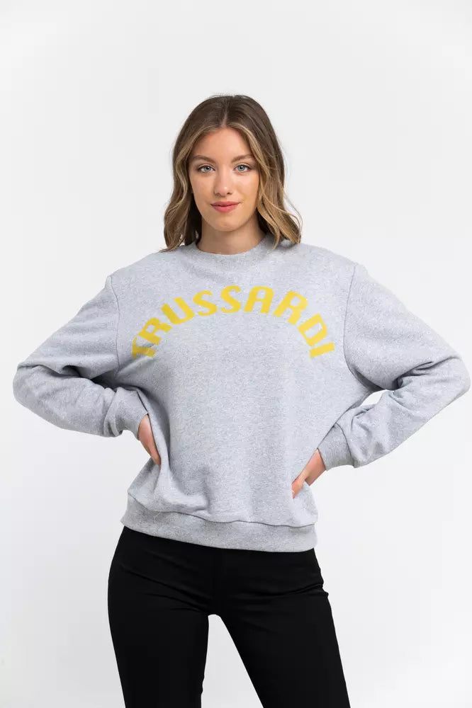 Trussardi Graues Damen-Sweatshirt aus Baumwolle