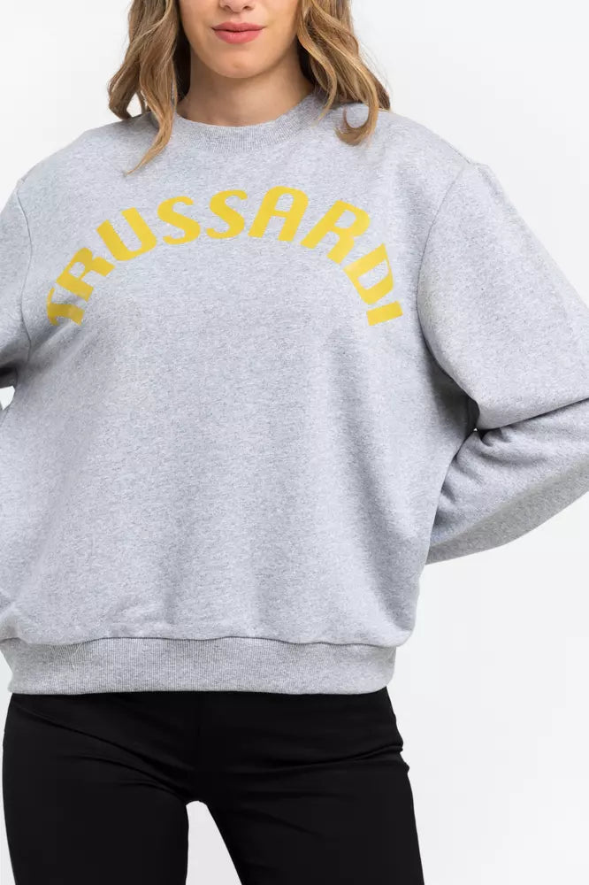 Trussardi Graues Damen-Sweatshirt aus Baumwolle