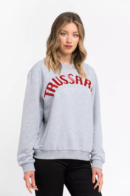 Trussardi Graues Damen-Sweatshirt aus Baumwolle