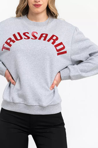 Trussardi Graues Damen-Sweatshirt aus Baumwolle