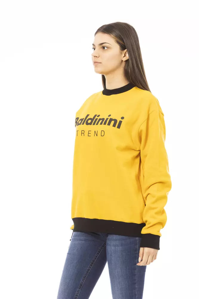Baldinini Trend Gelber Baumwoll-Kapuzenpullover für Damen