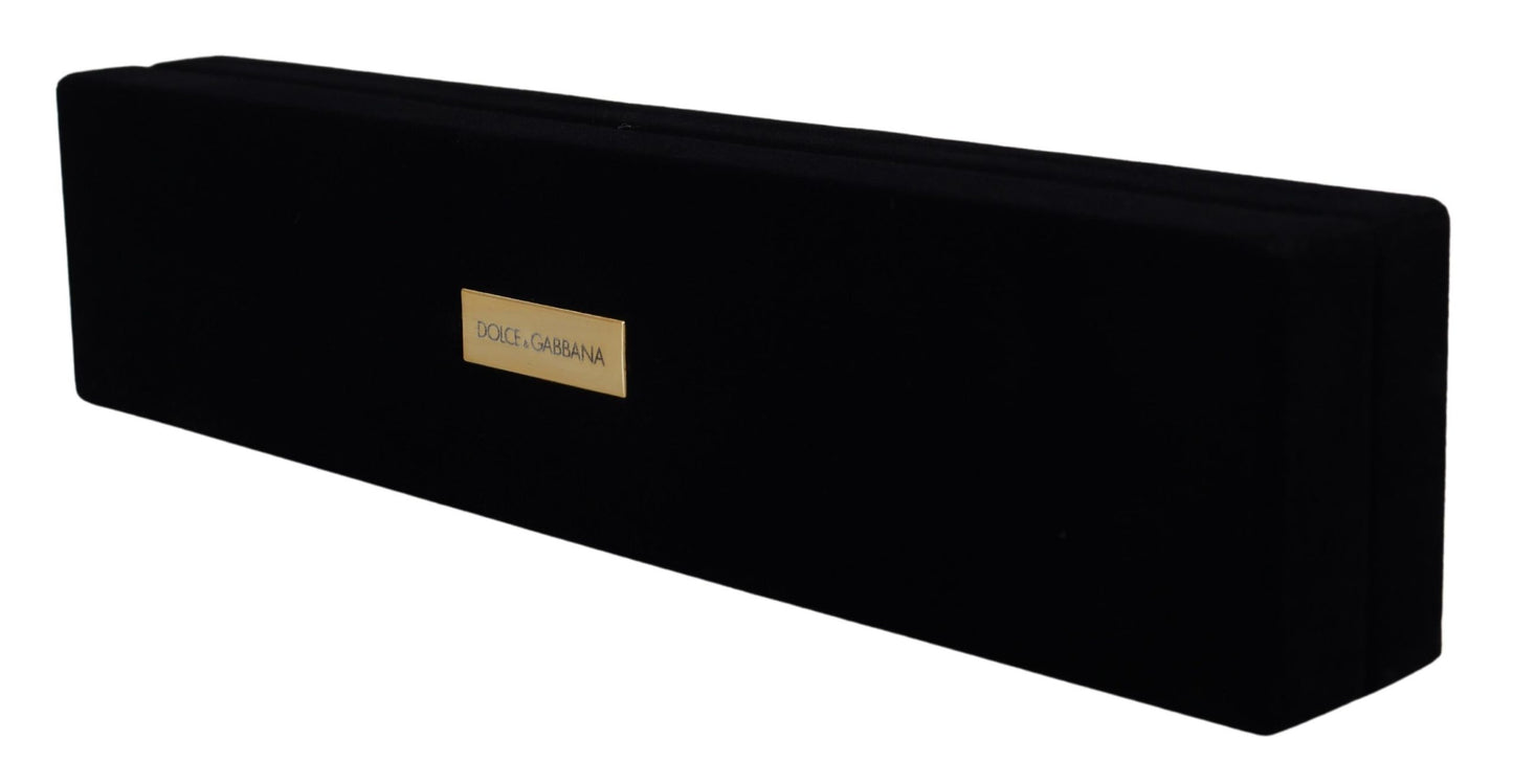 Dolce & Gabbana Schwarzer Samt Logo Plaque Lagerung Armband Schmuck-Box