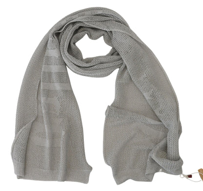 John Galliano Grauer Logo-Strickhalstuch-Foulardschal