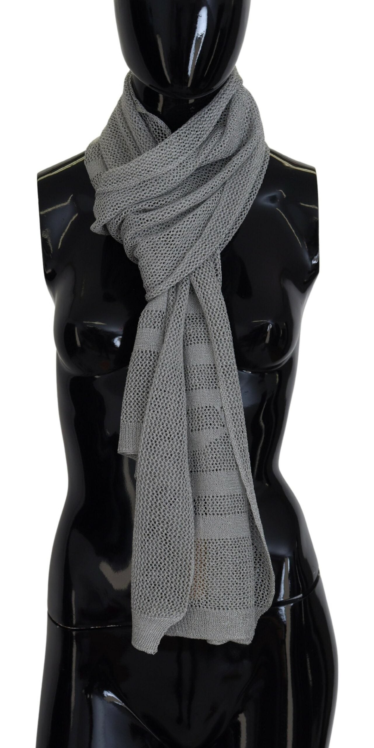 John Galliano Grauer Logo-Strickhalstuch-Foulardschal