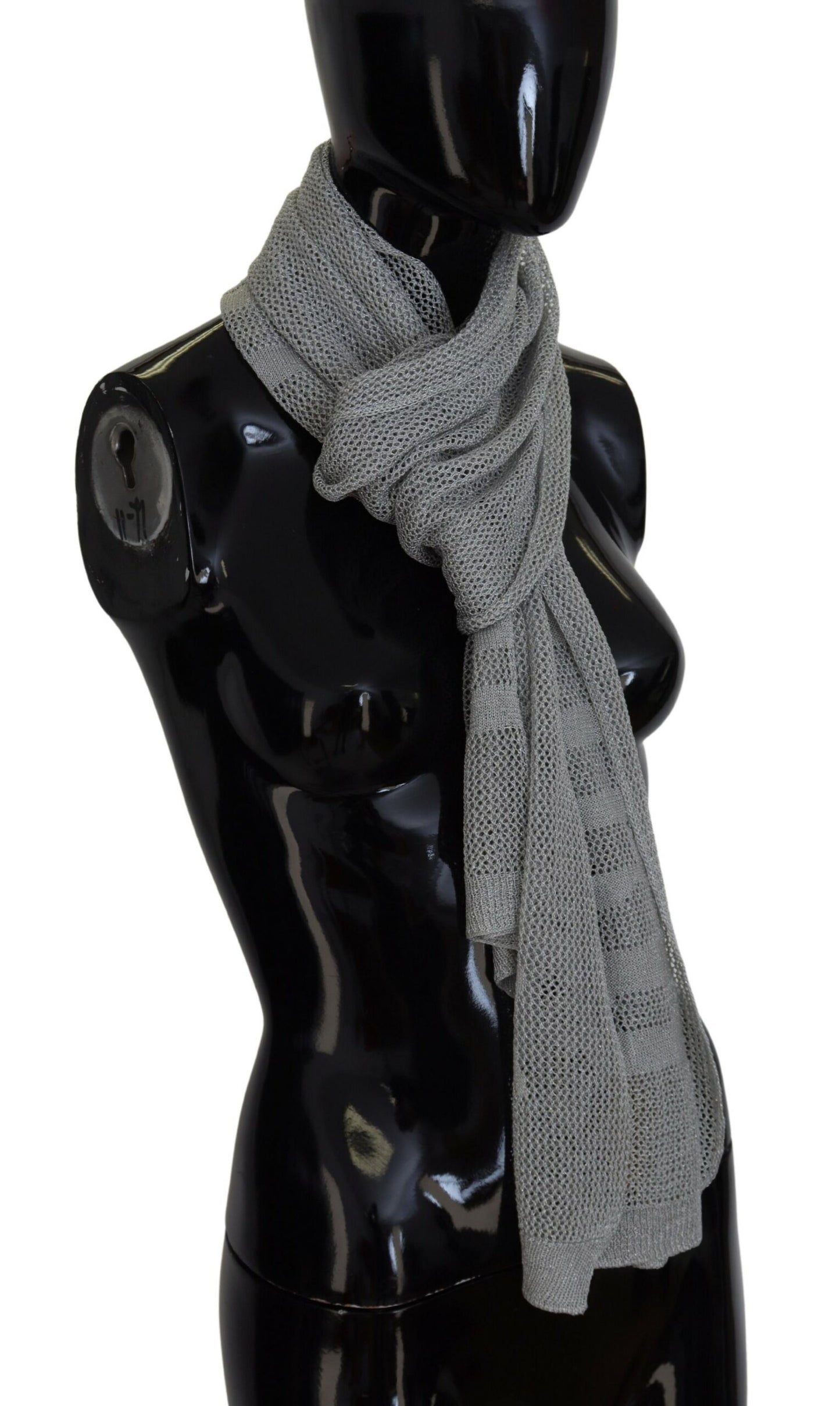 John Galliano Grauer Logo-Strickhalstuch-Foulardschal