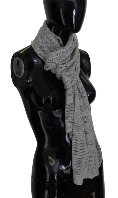John Galliano Grauer Logo-Strickhalstuch-Foulardschal