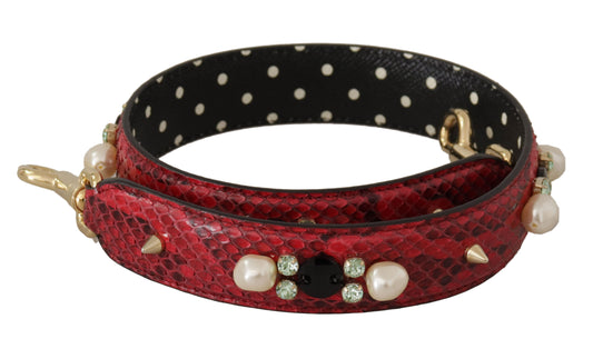 Dolce & Gabbana Rote exotische Ledertasche mit Kristallen Schulterriemen