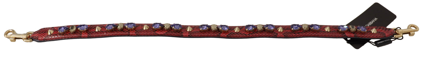Dolce & Gabbana Rote exotische Ledertasche mit Kristallen Schulterriemen
