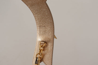Dolce & Gabbana Gold Leder LOVE Patch Tasche Schulterriemen