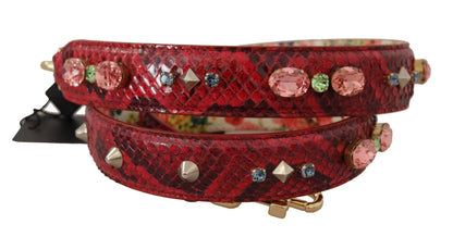 Dolce & Gabbana Rotes exotisches Leder mit Kristallen Beidseitig tragbarer Schulterriemen