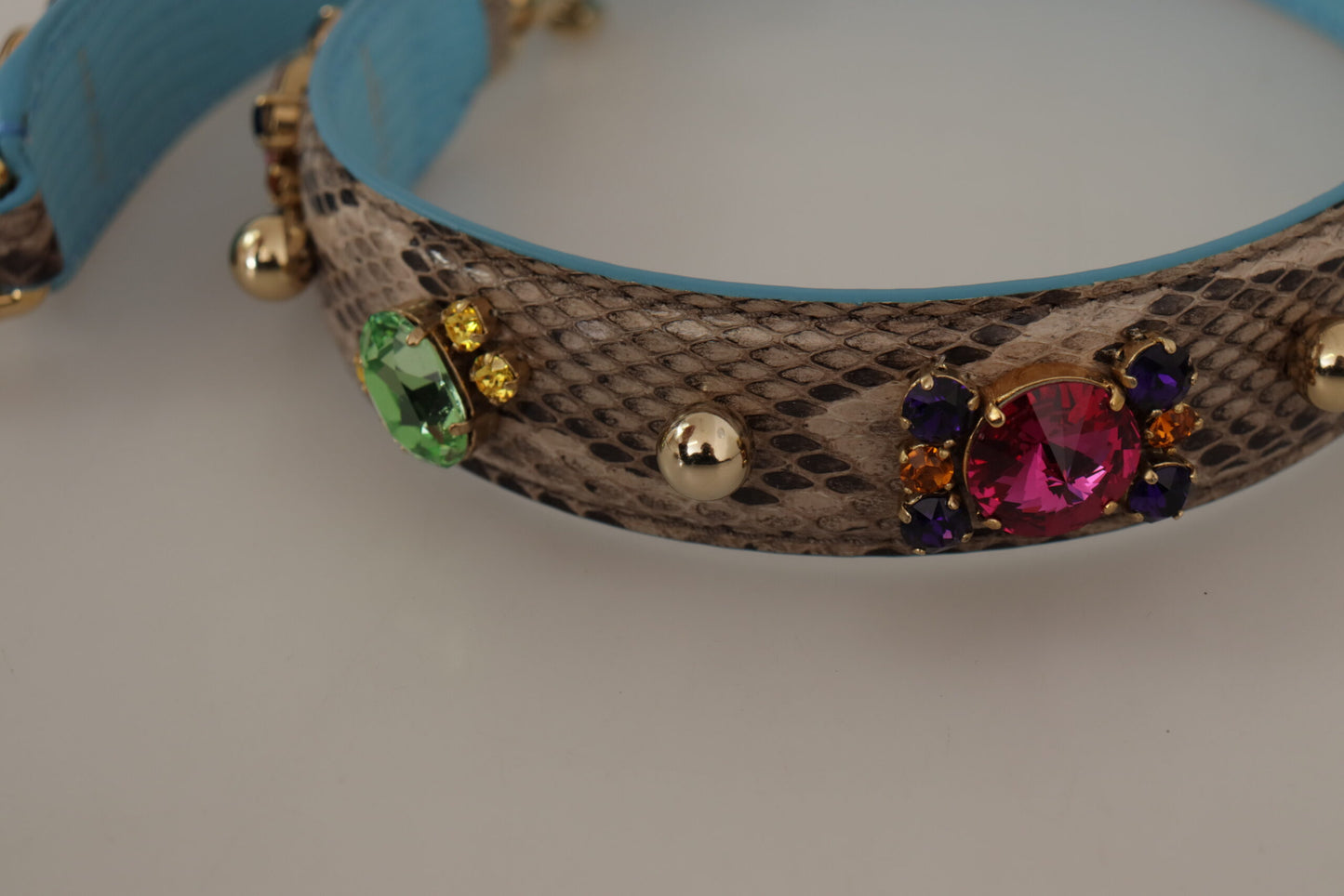Dolce & Gabbana Braunes exotisches Leder mit Kristallen Schulterriemen