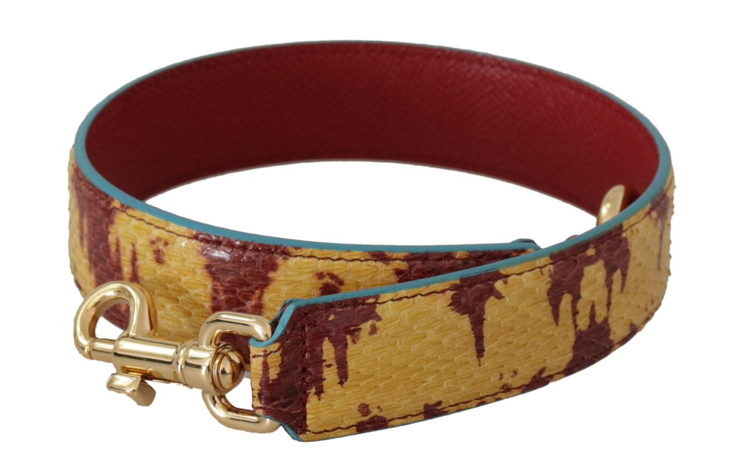 Dolce & Gabbana Gelbes Rotes Leder Goldfarbener Schulterriemen
