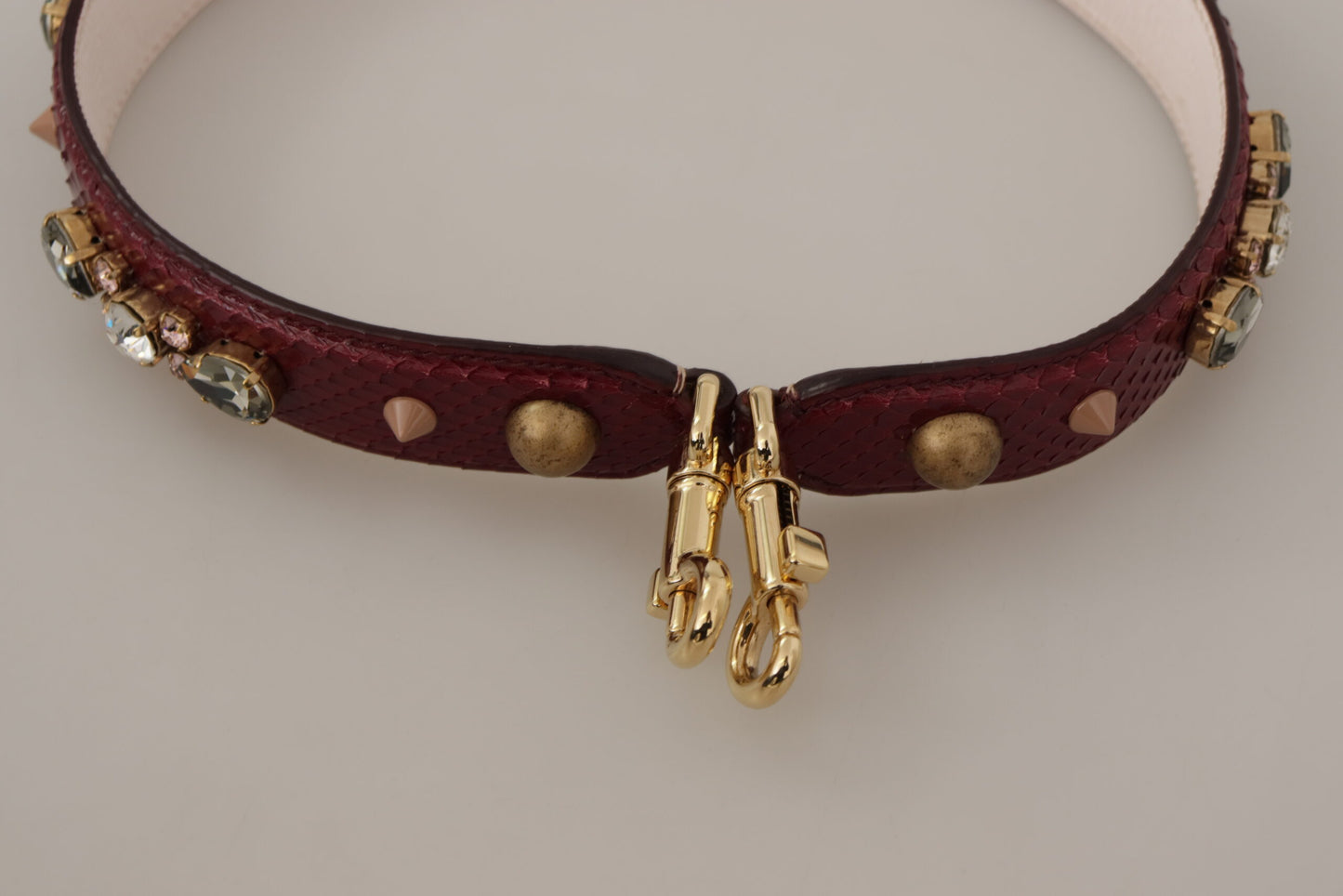Dolce & Gabbana Bordeaux Leder Crystals Tasche Schulterriemen