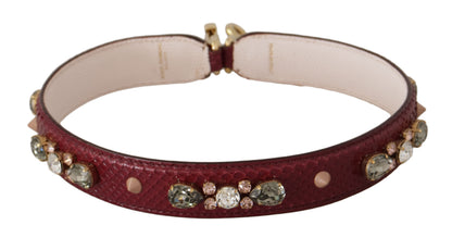 Dolce & Gabbana Bordeaux Leder Crystals Tasche Schulterriemen