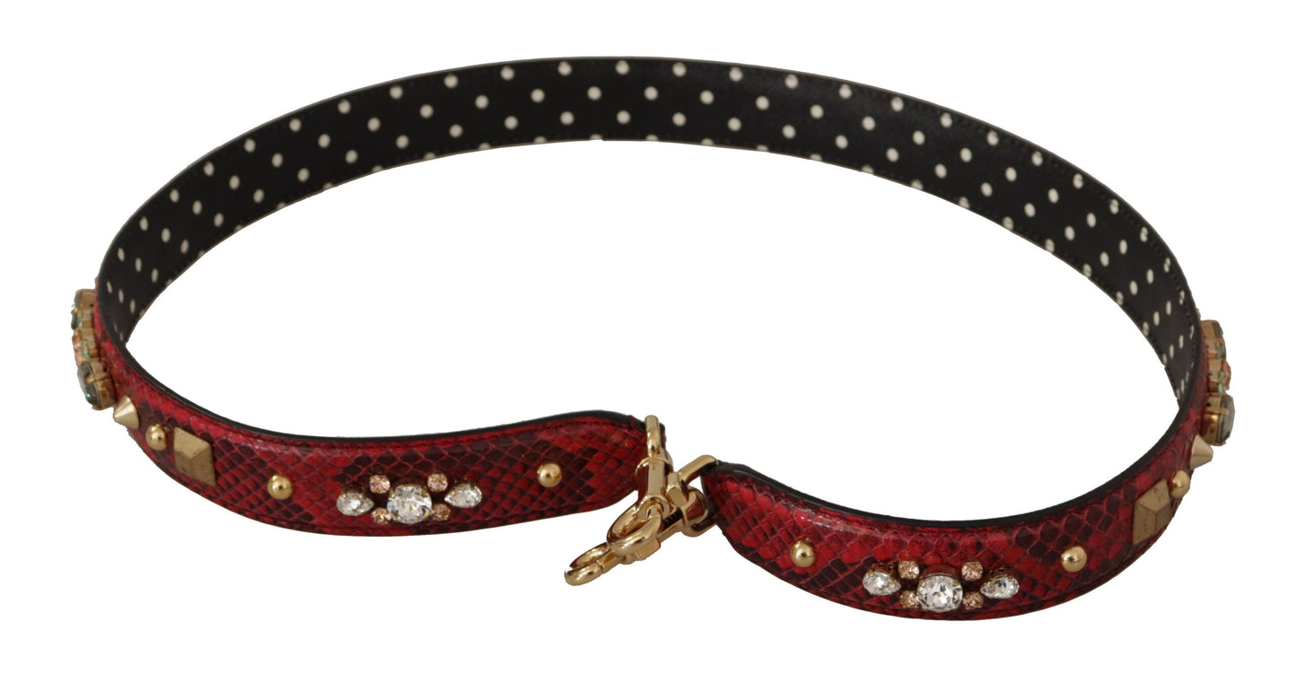 Dolce & Gabbana Rotes Pythonleder mit Kristallen Beidseitig tragbarer Schulterriemen