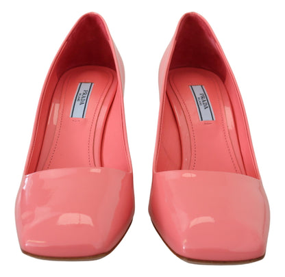 Prada Rosa Lackleder Blockabsatz Pumps Klassisch