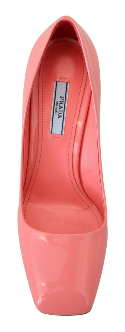 Prada Rosa Lackleder Blockabsatz Pumps Klassisch