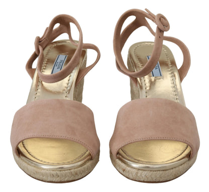 Prada Rosa Wildleder-Sandalen mit Knöchelriemen