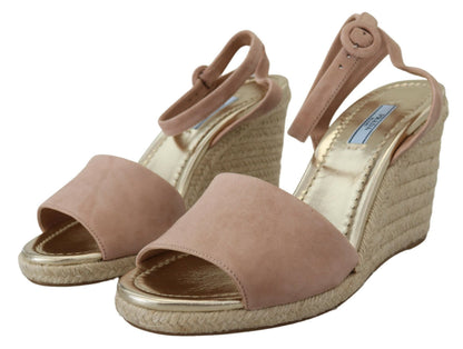 Prada Rosa Wildleder-Sandalen mit Knöchelriemen