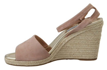 Prada Rosa Wildleder-Sandalen mit Knöchelriemen